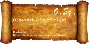 Olsovszky Szíriusz névjegykártya